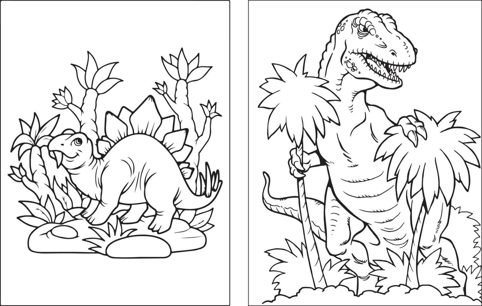 Various dinosaurs line art. Vector illustration for coloring pages, coloring book, etc