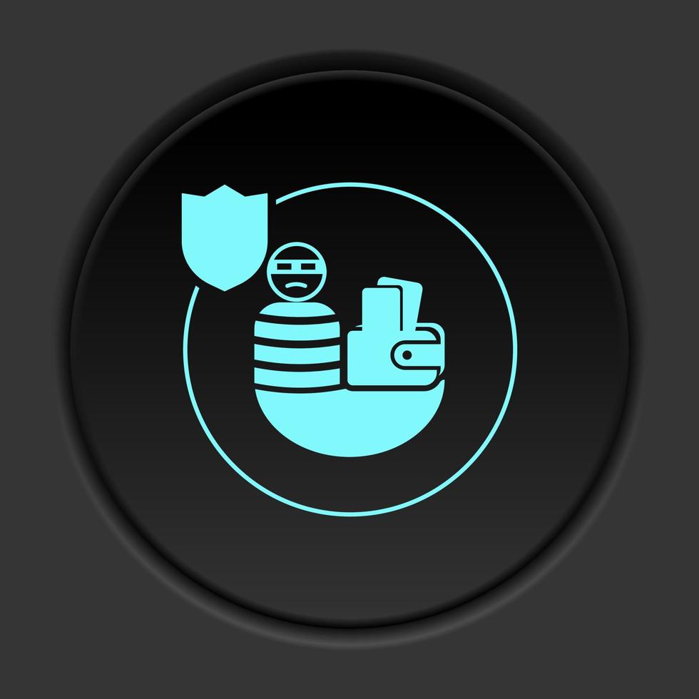 Dark button flat icons on round backgrounds. Building construction insurance dark circle vector icon on darken background