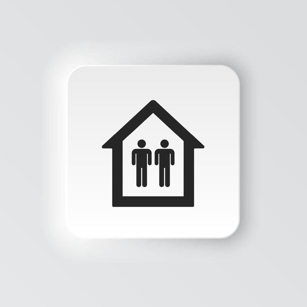 Rectangle button icon Mans in a house. Button banner Rectangle badge interface for application illustration on neomorphic style on white background vector