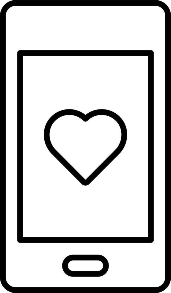 Line vector icon phone, love. Outline vector icon on white background