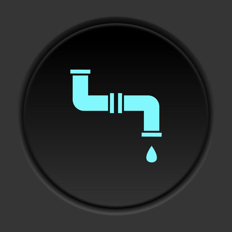 Round button icon Pipes water. Button banner round badge interface for application illustration on dark background vector