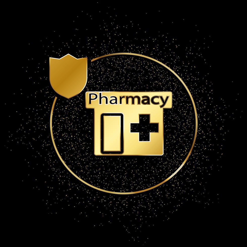 humano, seguro, farmacia oro icono. vector ilustración de dorado partícula antecedentes. oro vector icono