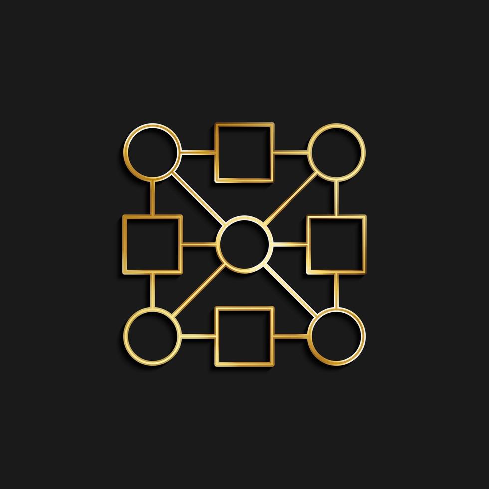 Chain, connecting, ling gold icon. Vector illustration of golden icon on dark background