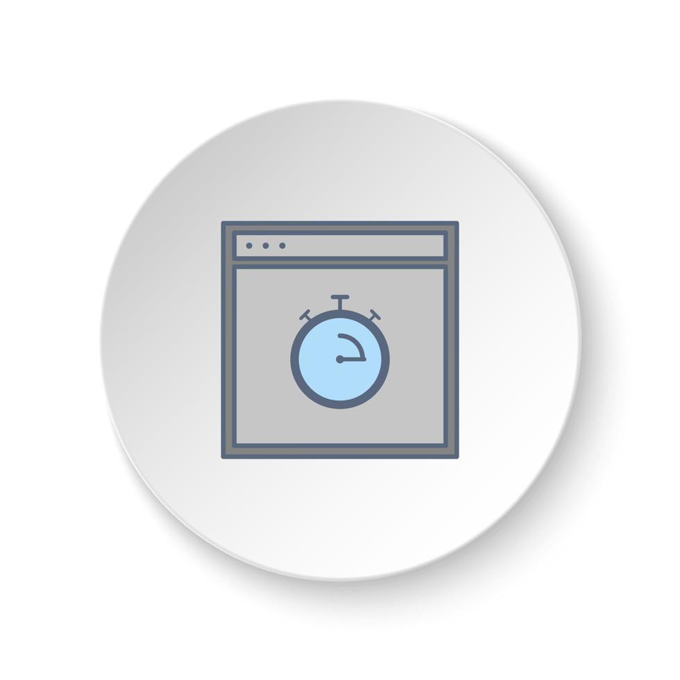 Round button for web icon, site, time, stopwatch. Button banner round, badge interface for application illustration on white background vector
