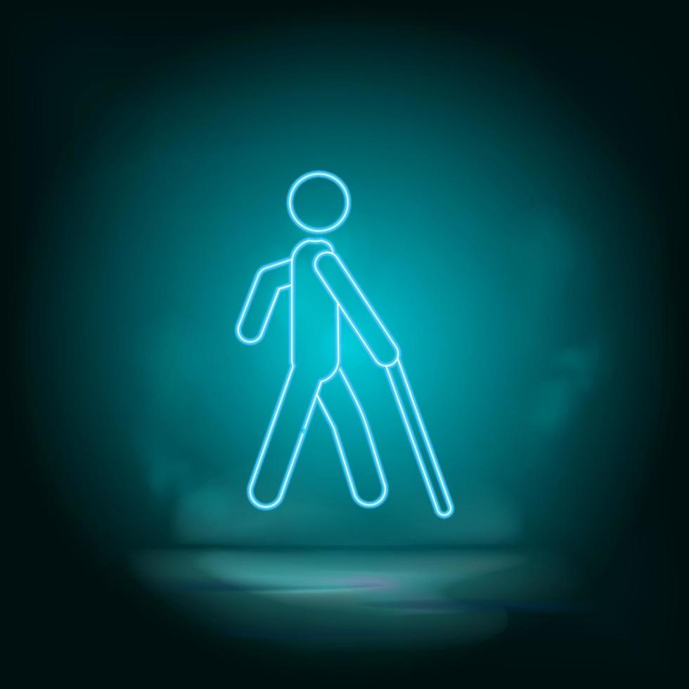 Blind man silhouette blue neon vector icon. Simple element illustration from map and navigation concept. Blind man silhouette blue neon vector icon. Real estate concept vector illustration.