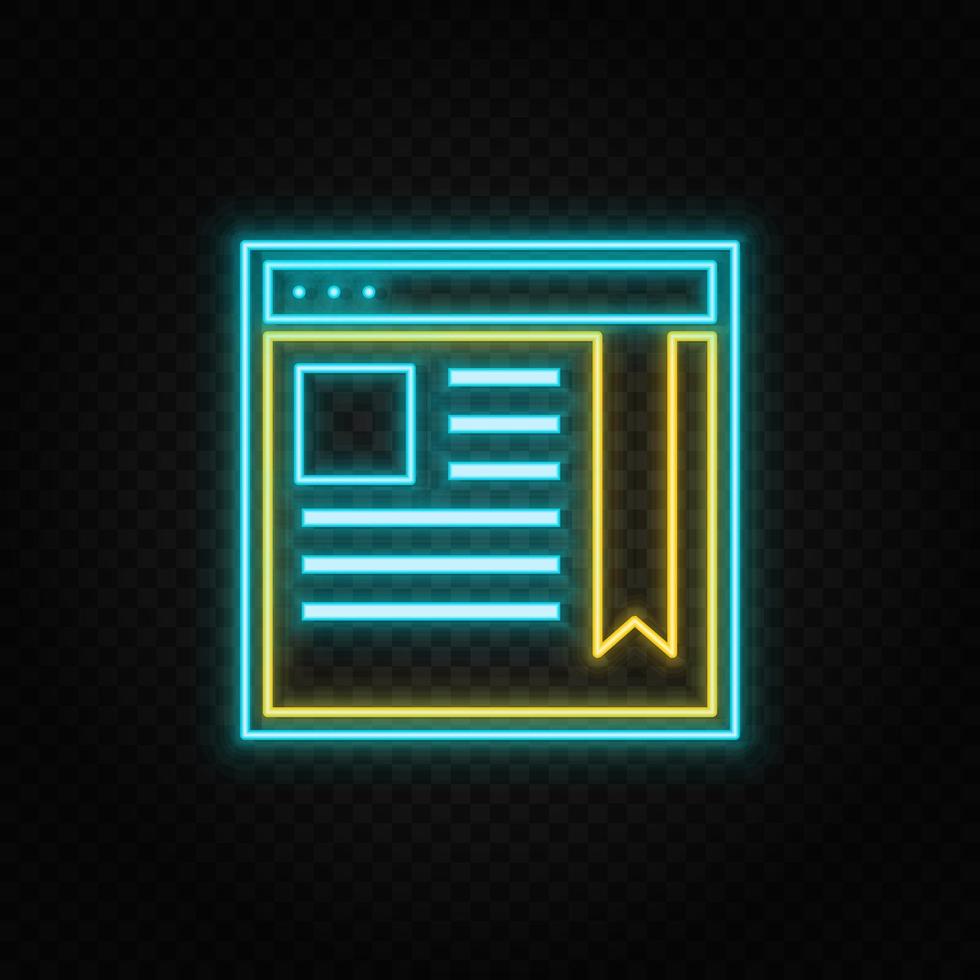 site, network neon vector icon. Blue and yellow neon vector icon. Vector transparent background