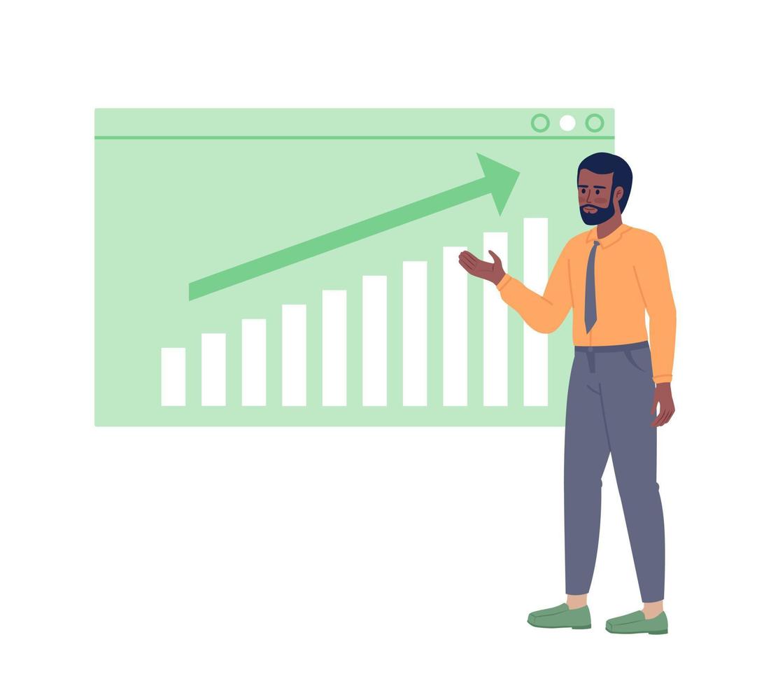 Data analyst with presentation board flat concept vector spot illustration
