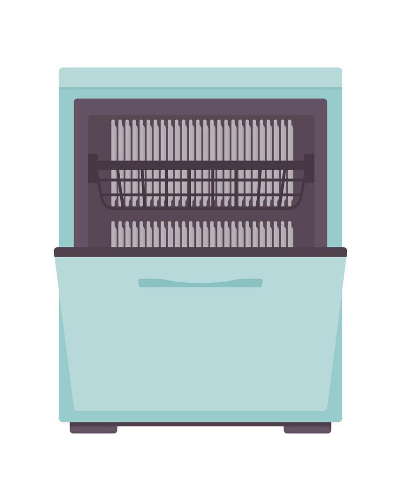 Dishwashing machine semi flat color vector object. Energy-efficient appliance for kitchen. Editable full sized icon white. Simple cartoon style spot illustration for web graphic design and animation