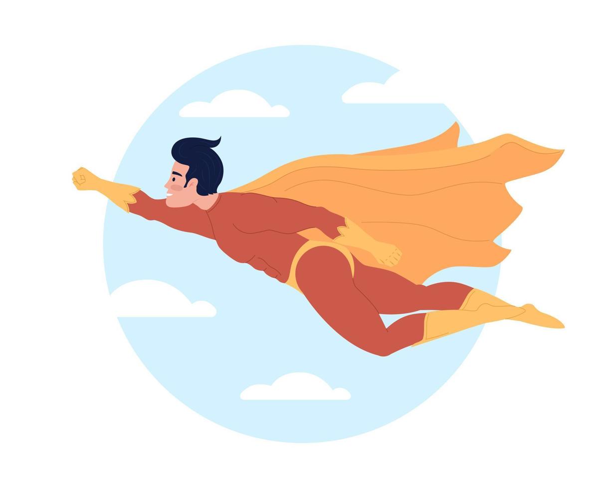 Superhero in sky flat concept vector illustration