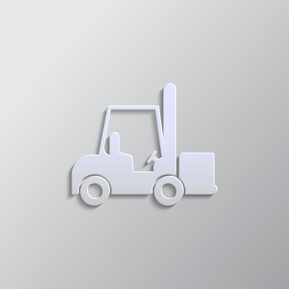 forklift move box paper style icon. Grey color vector background- Paper style vector icon.