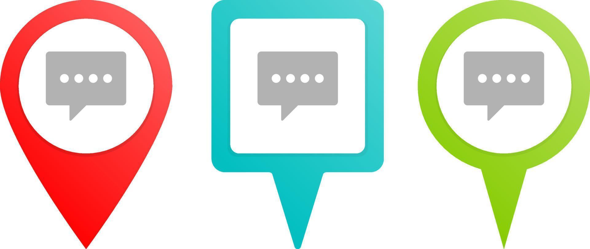 chat, chat bubble, pin icon. Multicolor pin vector icon, diferent type map and navigation point. on white background