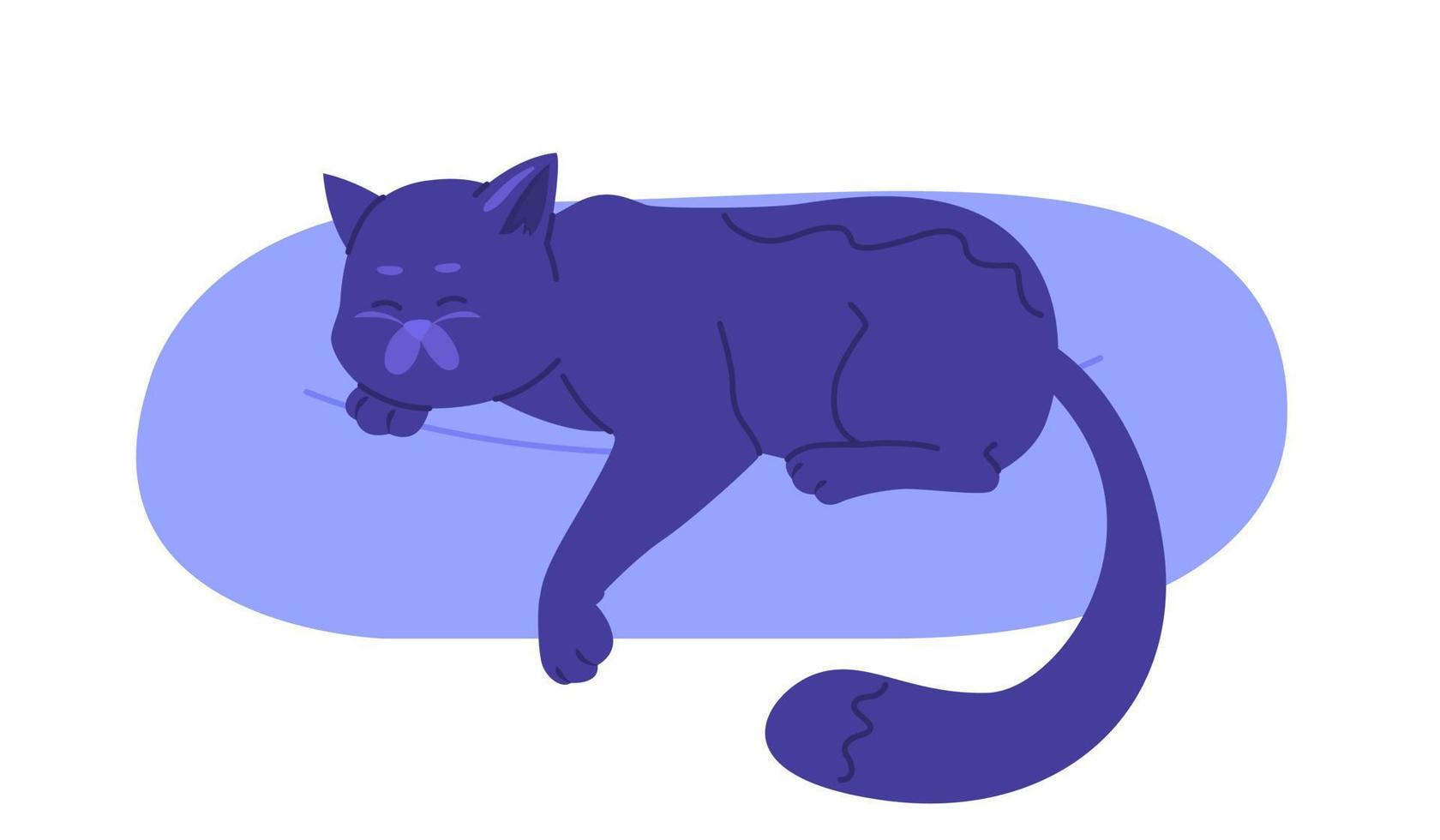 dormido gato en amortiguar semi plano color vector personaje. gatito durmiendo la siesta editable animal. lleno tamaño linda pegatina en blanco. sencillo dibujos animados estilo Mancha ilustración para web gráfico diseño y animación