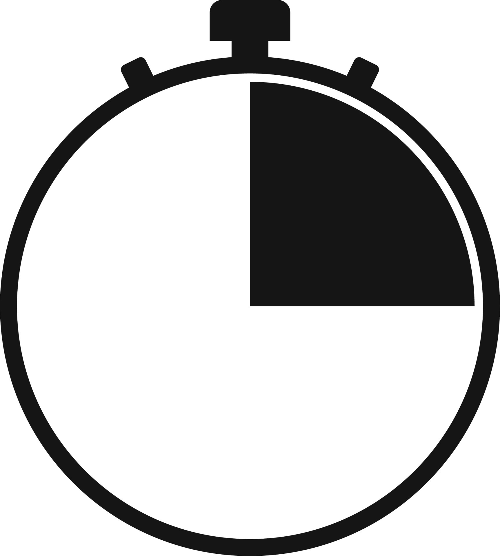 Stopwatch Vector Icon. The 25 seconds, minutes stopwatch icon on gray