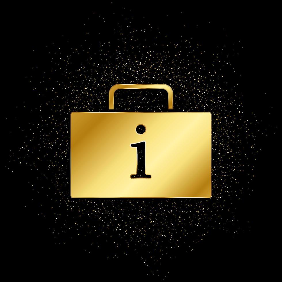 Luggage information gold, icon. Vector illustration of golden particle on gold vector background