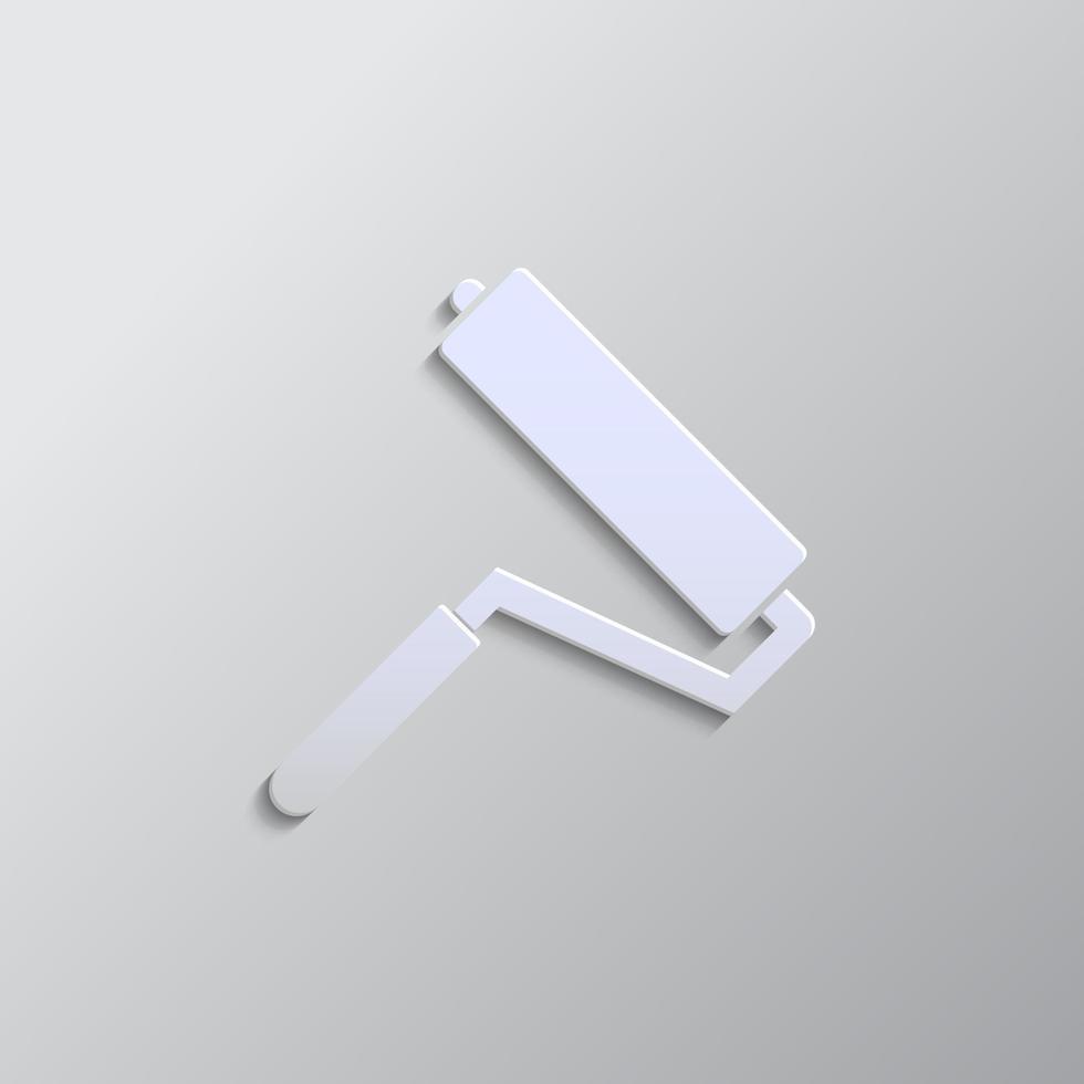 Paint roller paper style, icon. Grey color vector background- Paper style vector icon.