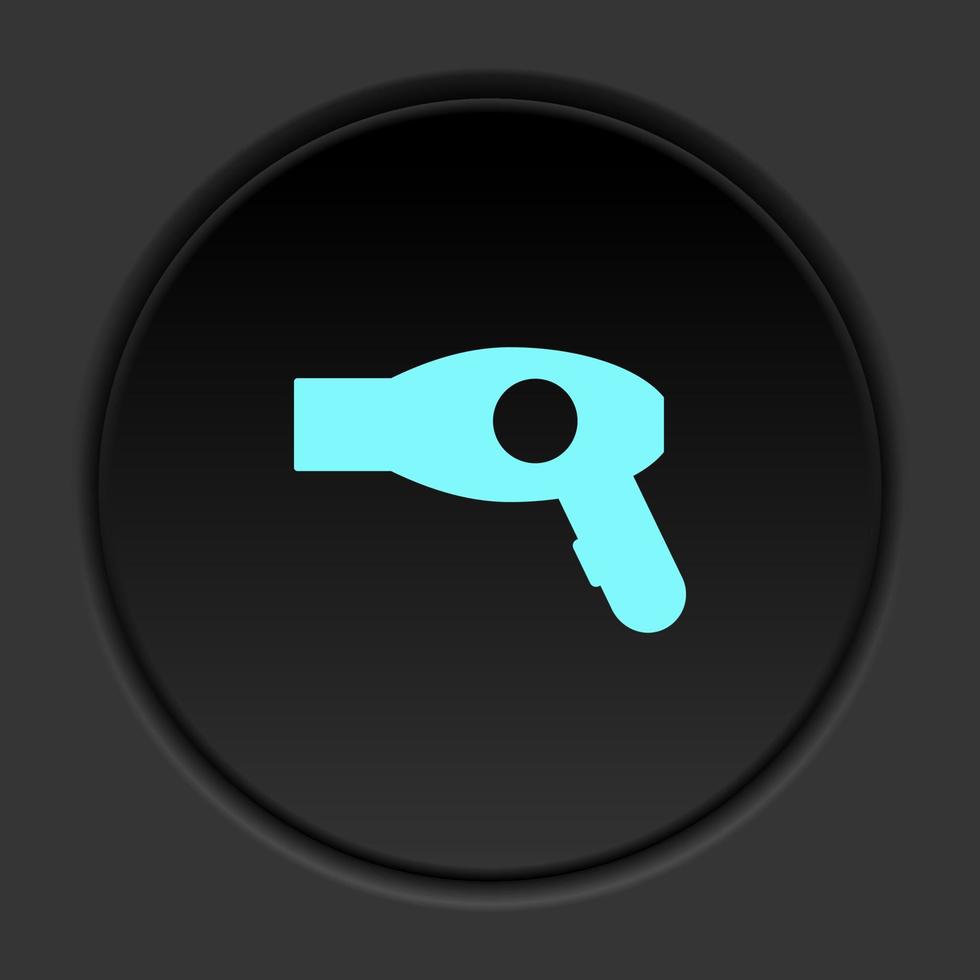 Round button icon Hair dryer. Button banner round badge interface for application illustration on dark background vector
