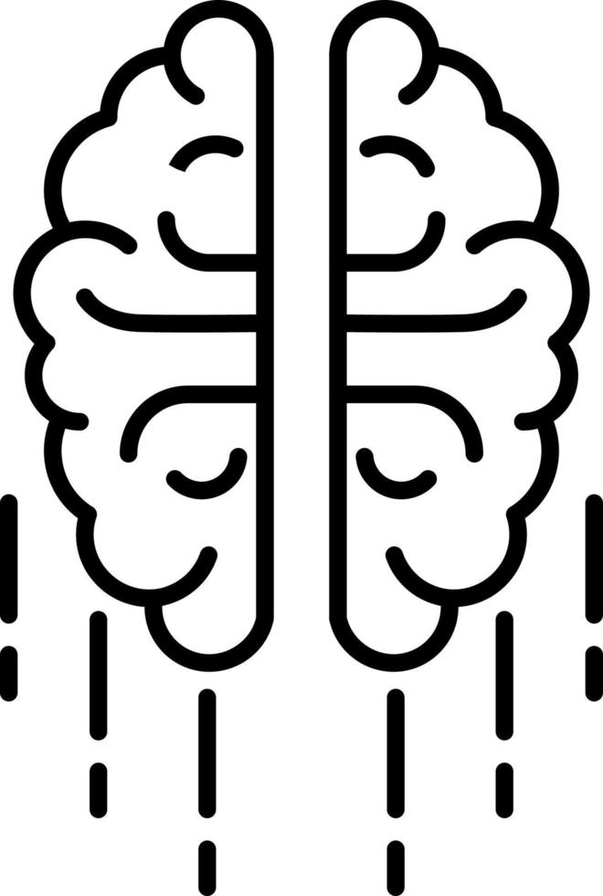Brain, line vector icon on transparent background. Outline Brain, line vector icon.