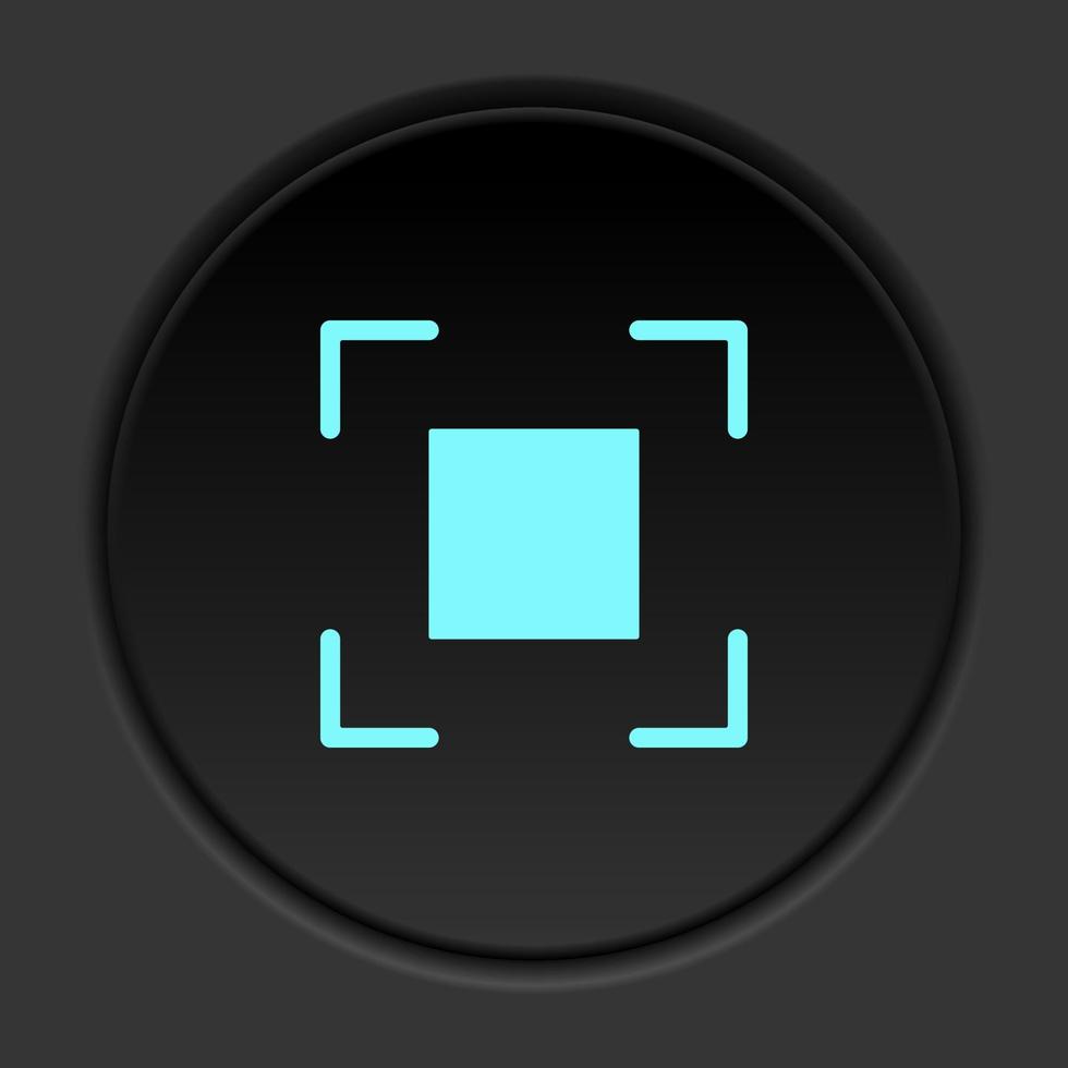 Round button icon, crosshair, focus. Button banner round, badge interface for application illustration on dark background vector