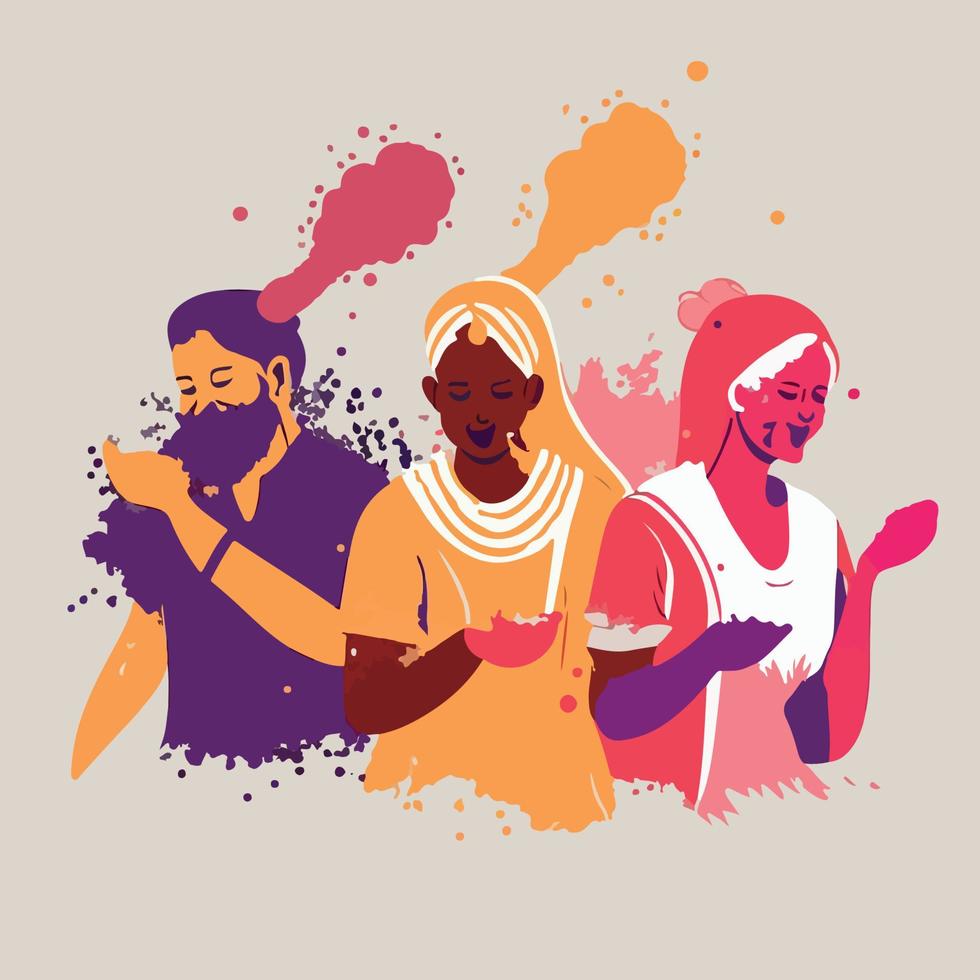 Holi festival celebration flat vector illustration