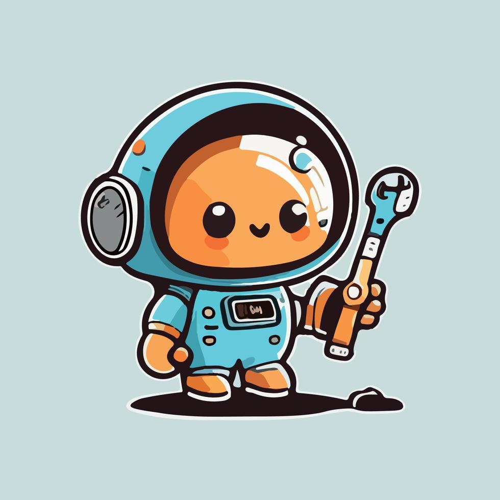 Cute robot astronaut cartoon vector icon illustration