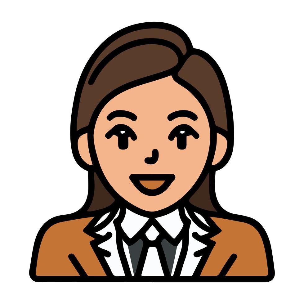 Positive face business woman upper body icon vector illustration