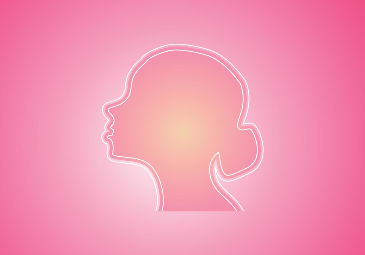 Silhouette of a girl's face with Vector gradient background. Vector woman silhouette.