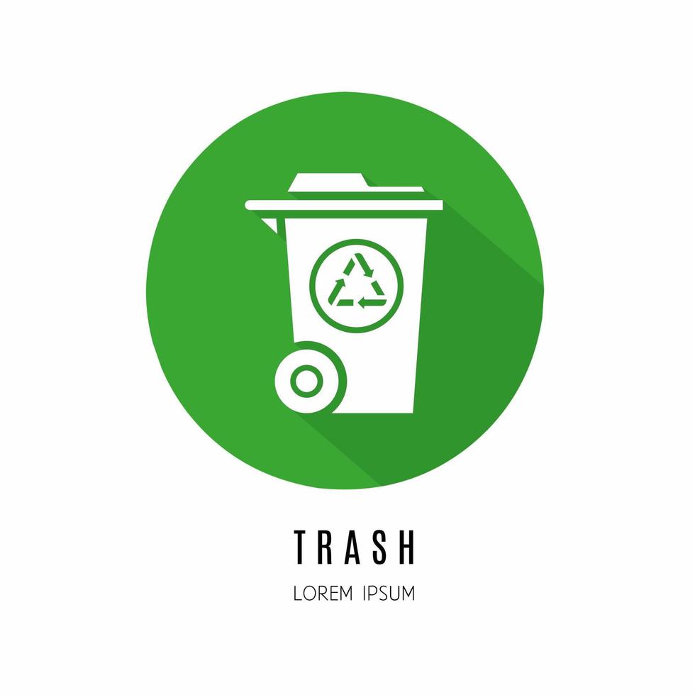 Trash icon in flat. Logo for business. Stock vector. vector