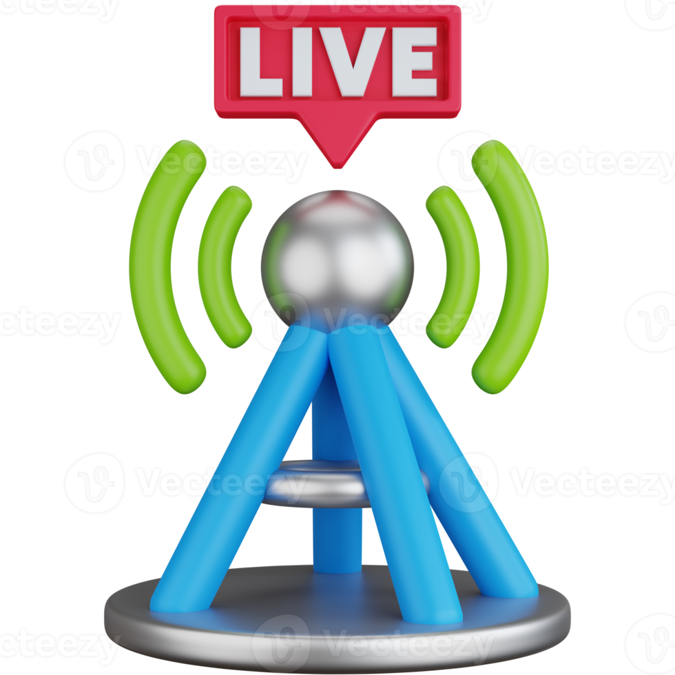 3D Icon Illustration Antenna Live Broadcast png