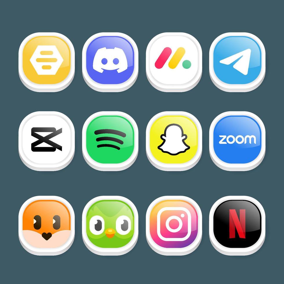 conjunto de social medios de comunicación móvil aplicaciones icono vector