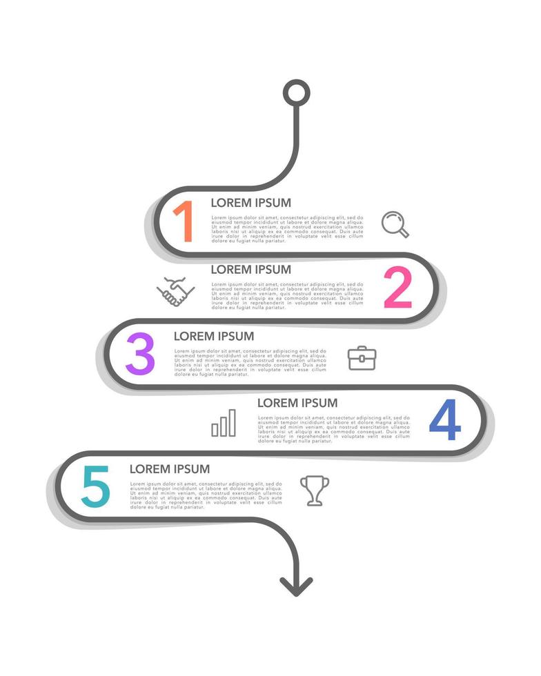 cronograma infografía. 5 5 pasos o alternativas a éxito en negocio. vector ilustración.