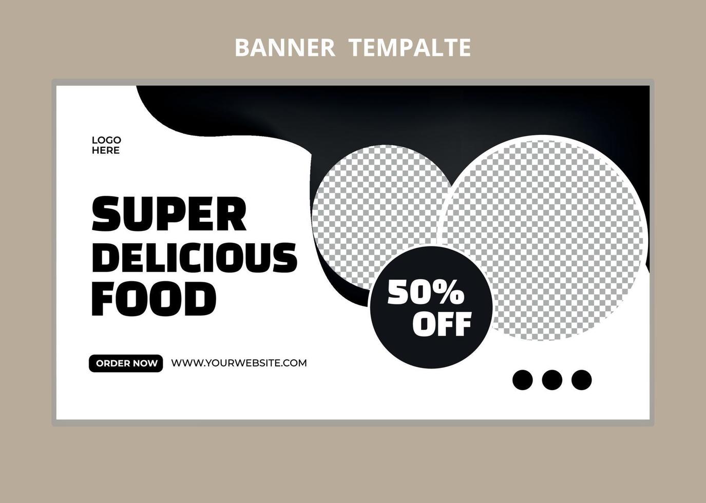 Restaurant food menu social media marketing web banner. Pizza, burger or hamburger online sale promotion video thumbnail. Fast food website background. Food flyer with logo and business icon. vector