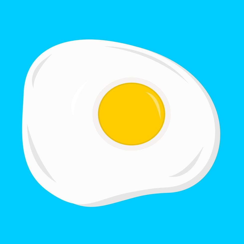 Sunny side up fried egg on blue background vector illustration