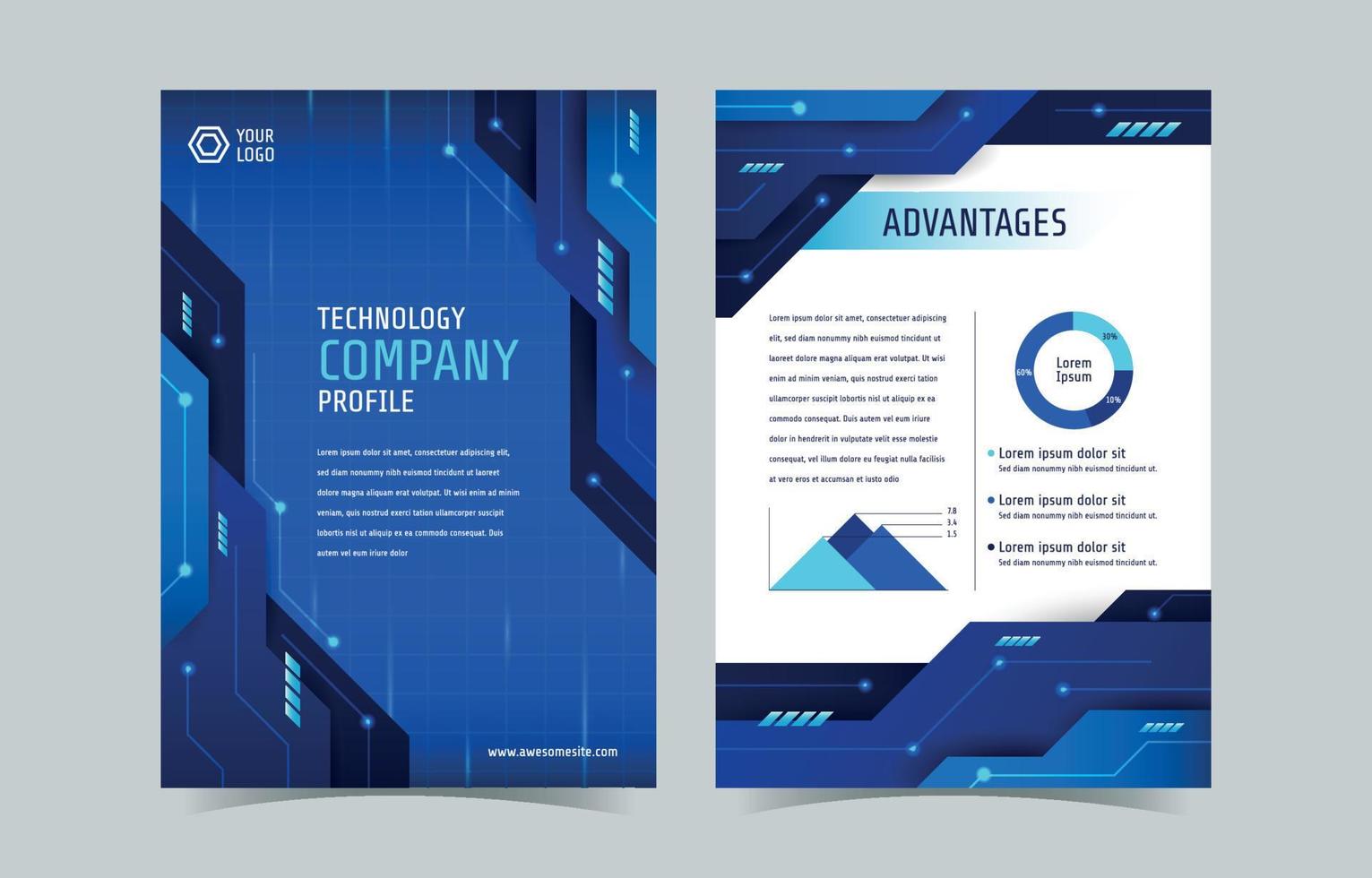 Technology Company Profile Set vector