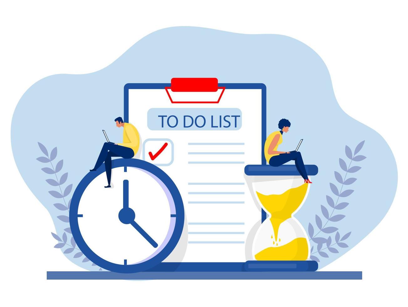 To do list , People do tasks and check schedules. people do tasks and check schedule. style vectors for posters, banners, websites, time vector illustration