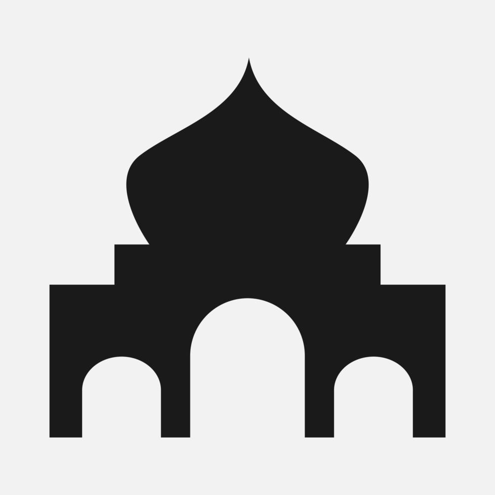 mezquita icono. negro y blanco silueta. plano vector ilustración.