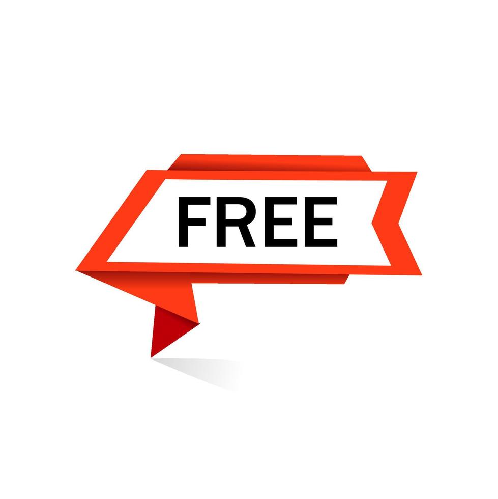 Vector Illustration Red Free Label design. Free sign. Marketing and advertising tag. Flat icon.