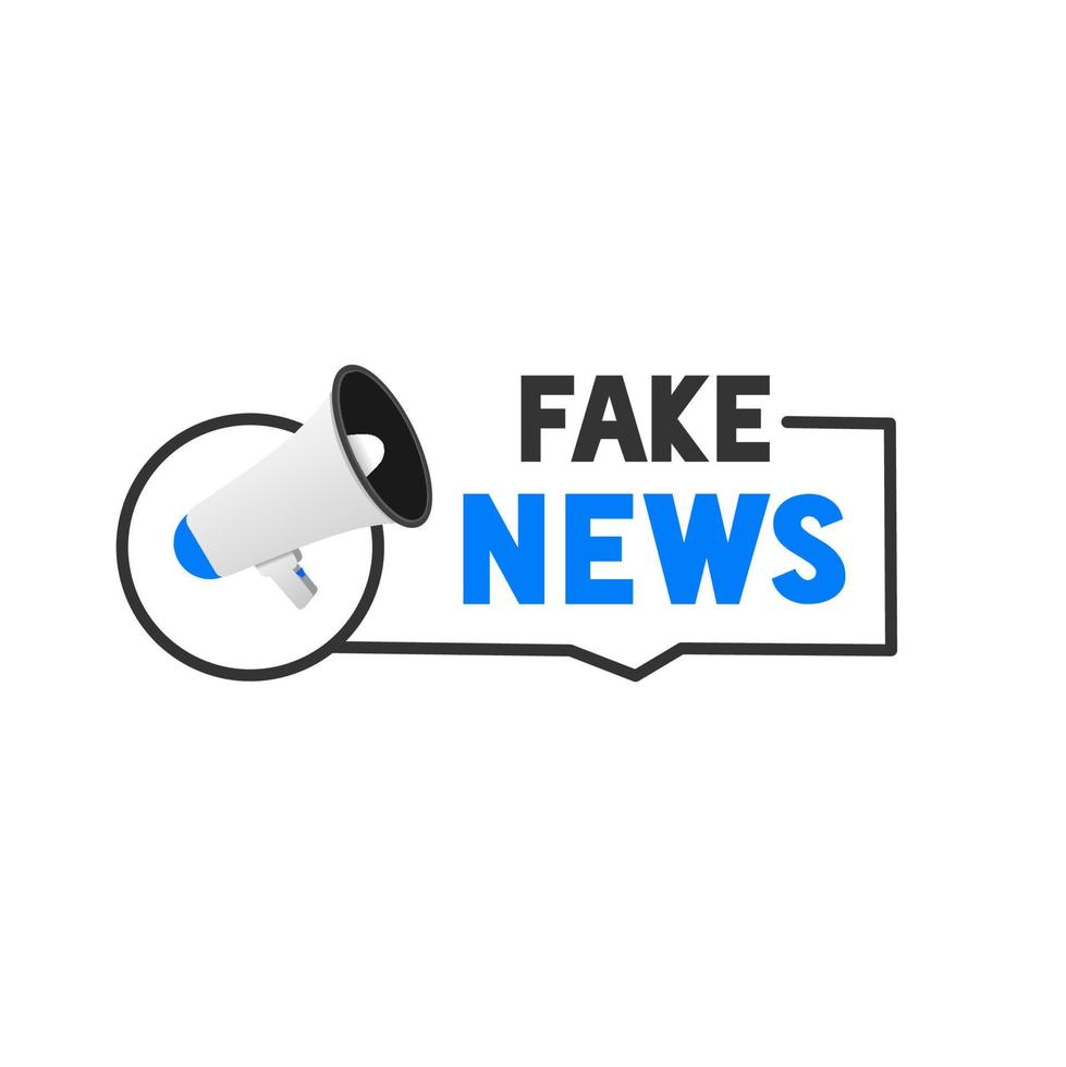 Fake news banner design. Badge icon megaphone. false information. Vector illustration.