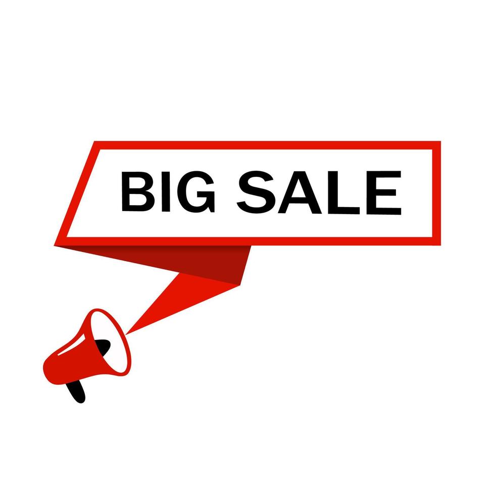 Big sale banner design - megaphone icon. Discount promotion template. Flat style vector icon.