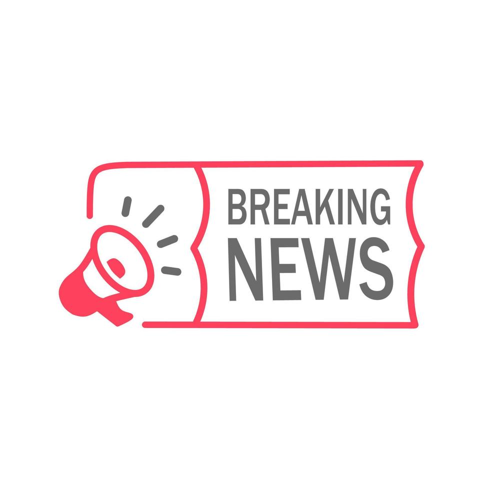 Breaking news banner - badge icon design. Flat vector template isolated on white background.