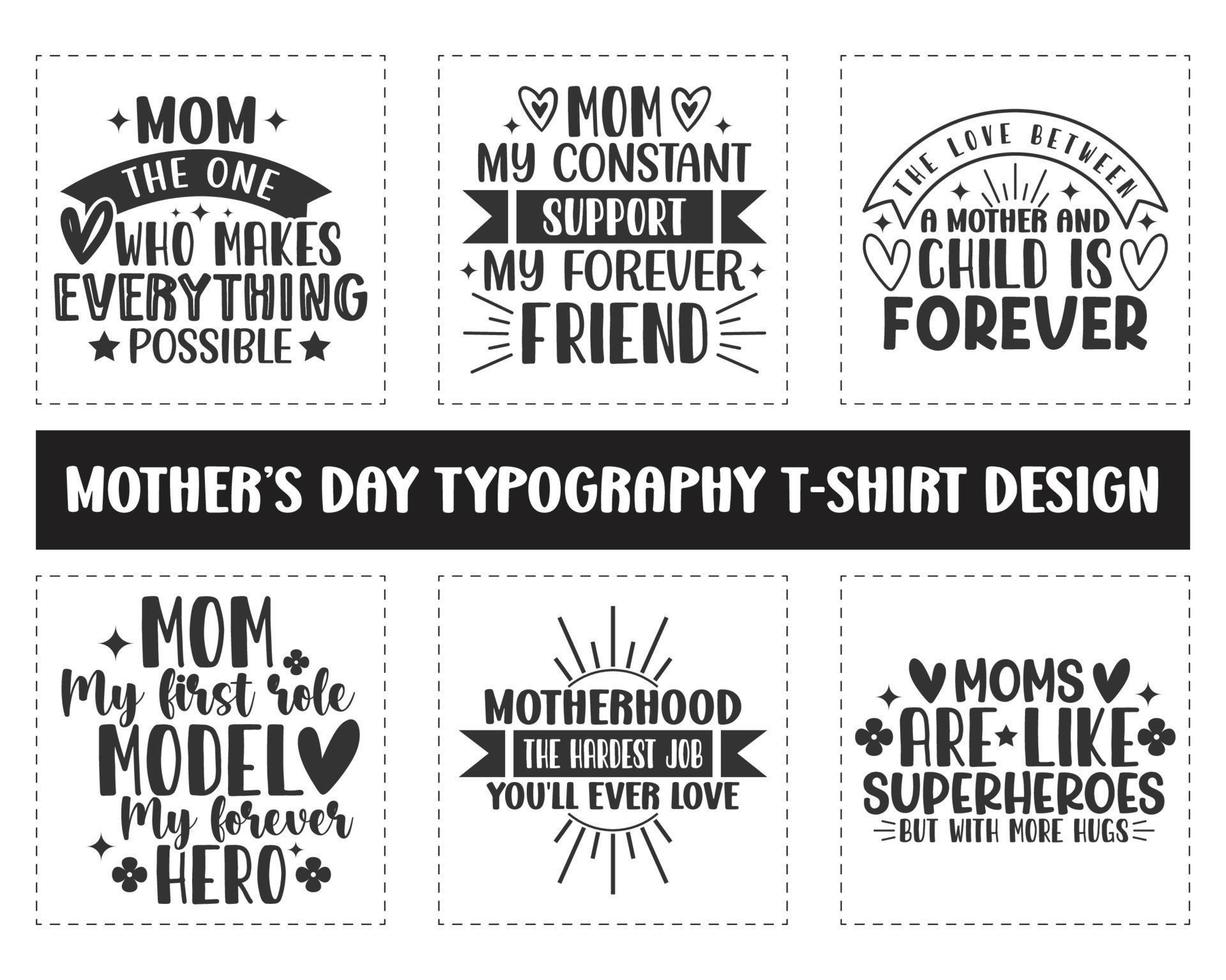 Mother's day svg typography t-shirt design bundles pro download vector