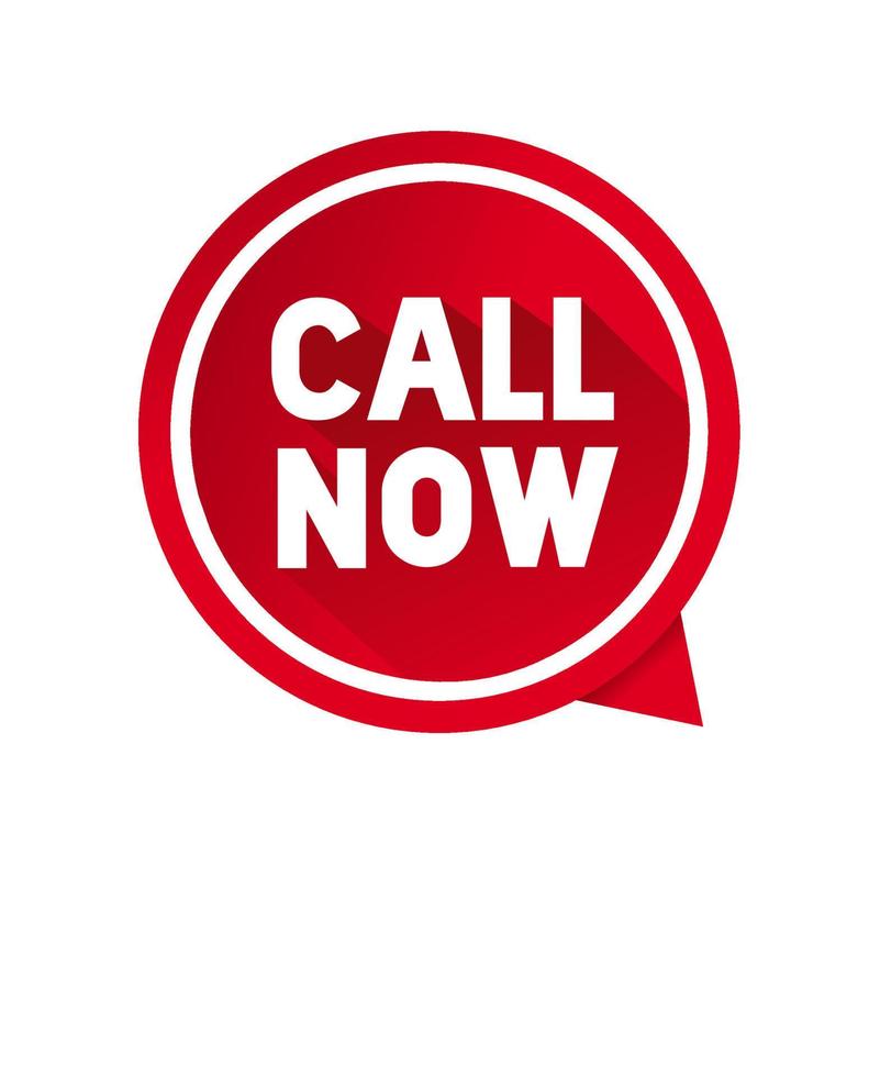 Call now speech bubble icon design, vector illustration on white background. Banner template. web element.