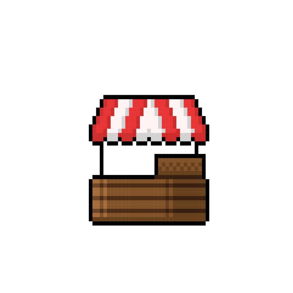 food stand in pixel art style vector