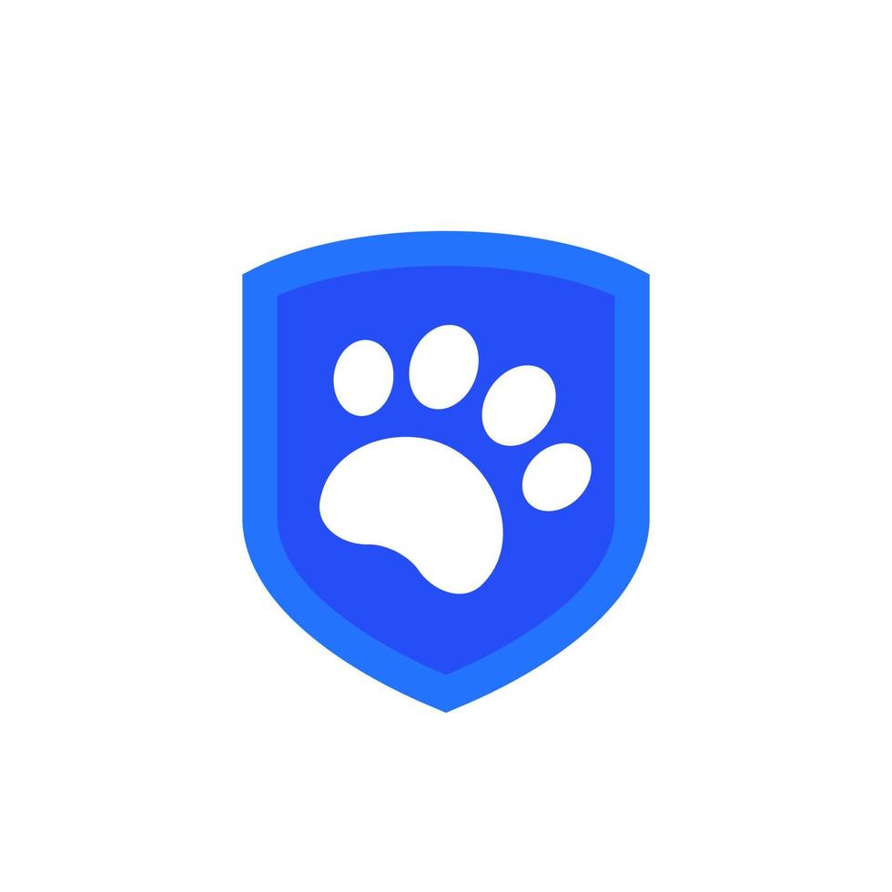 animal shelter, paw and shield vector icon