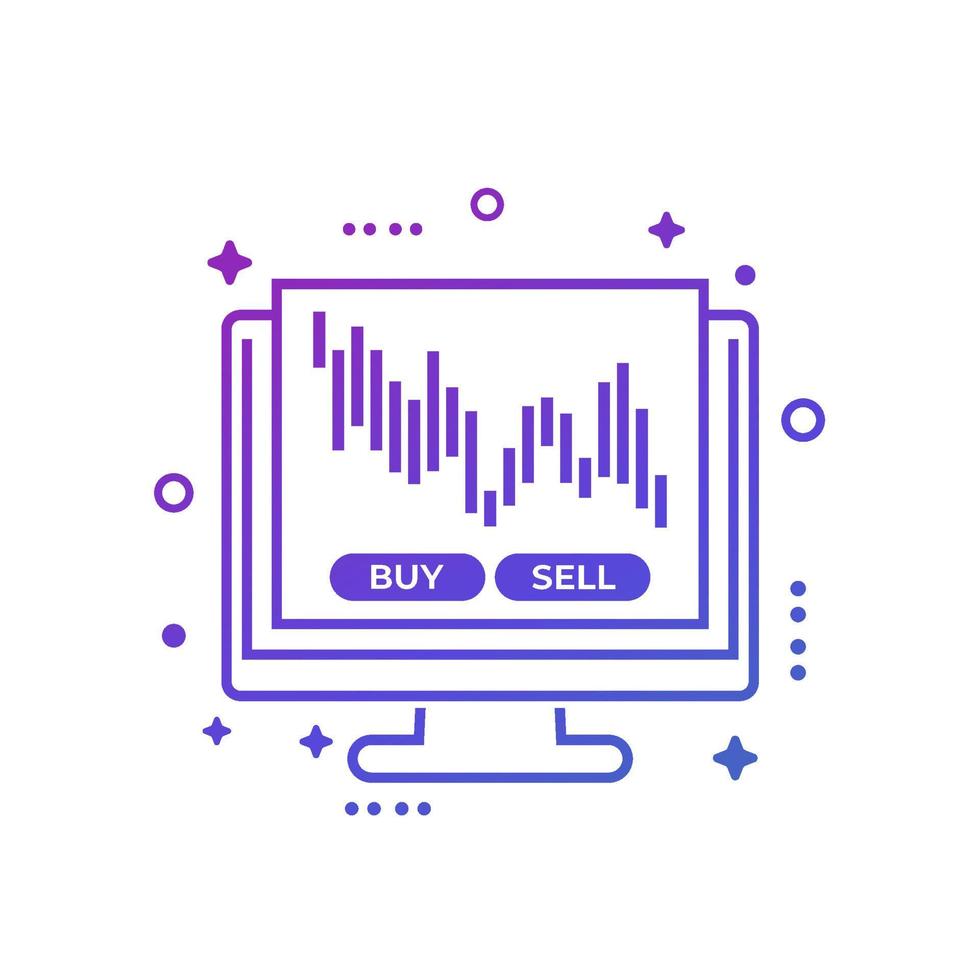 trading, forex and stock market icon on white vector