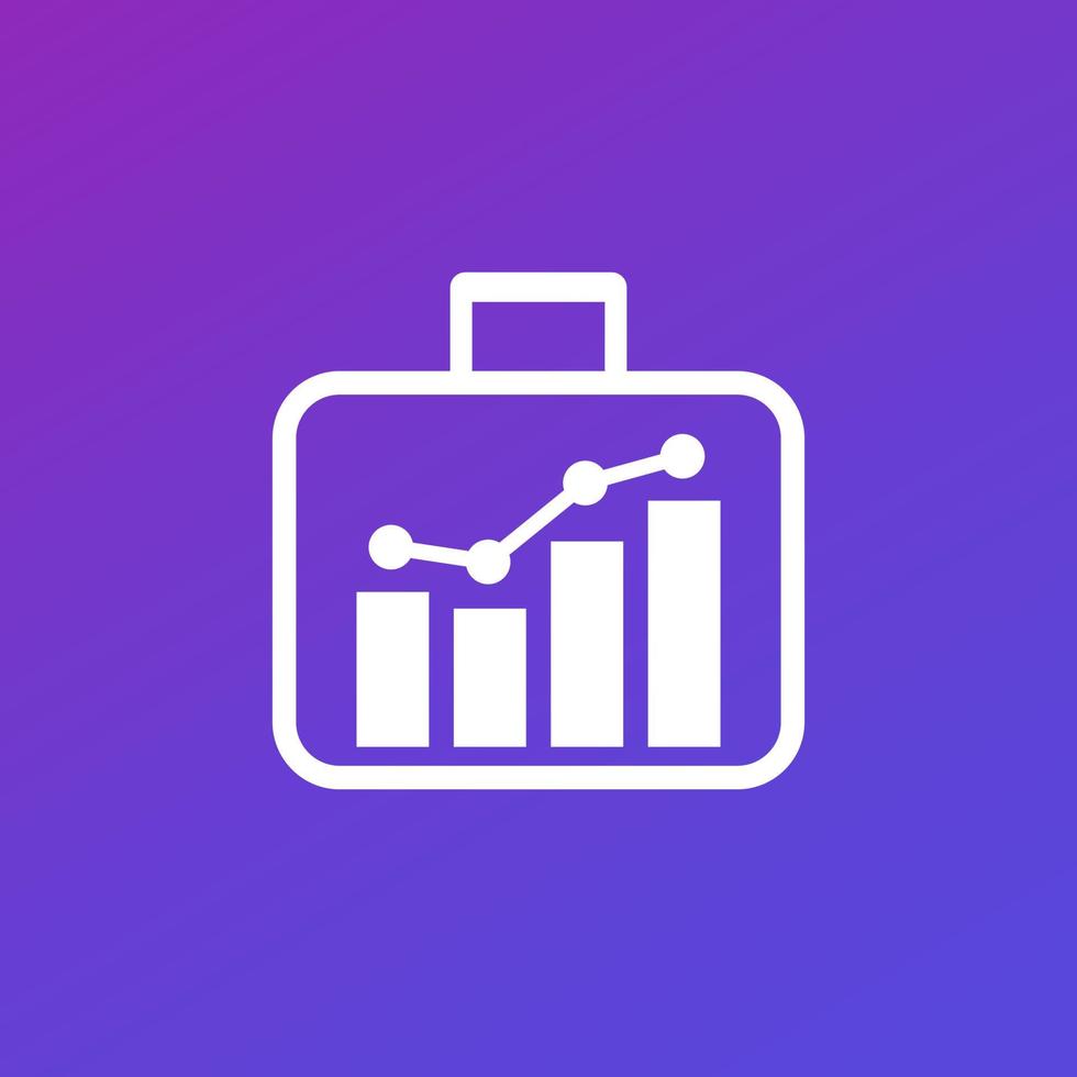 financial portfolio icon with a graph vector