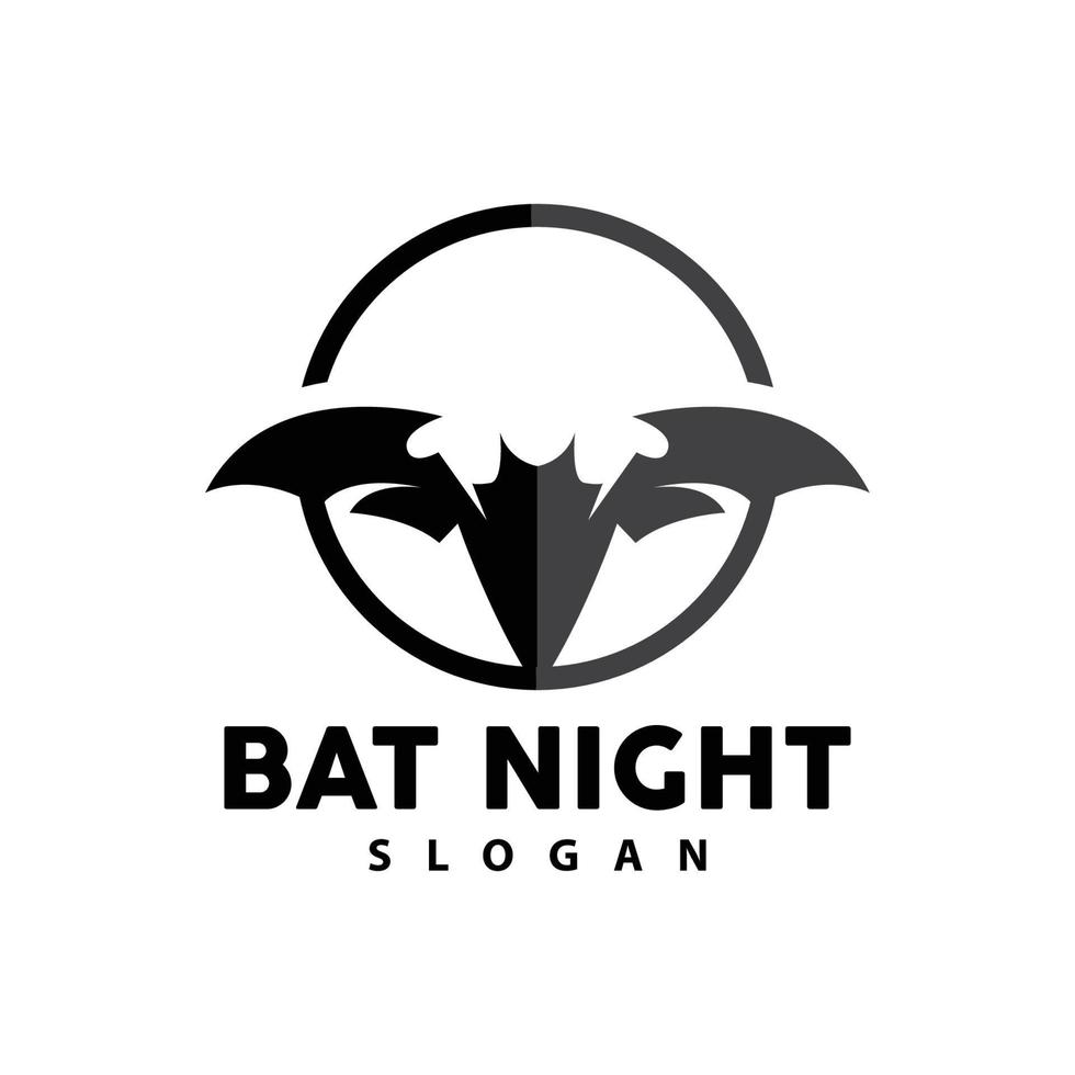 Bat Logo, Hanging Bat Animal Vector, Hallowen Night Animal Icon Design vector