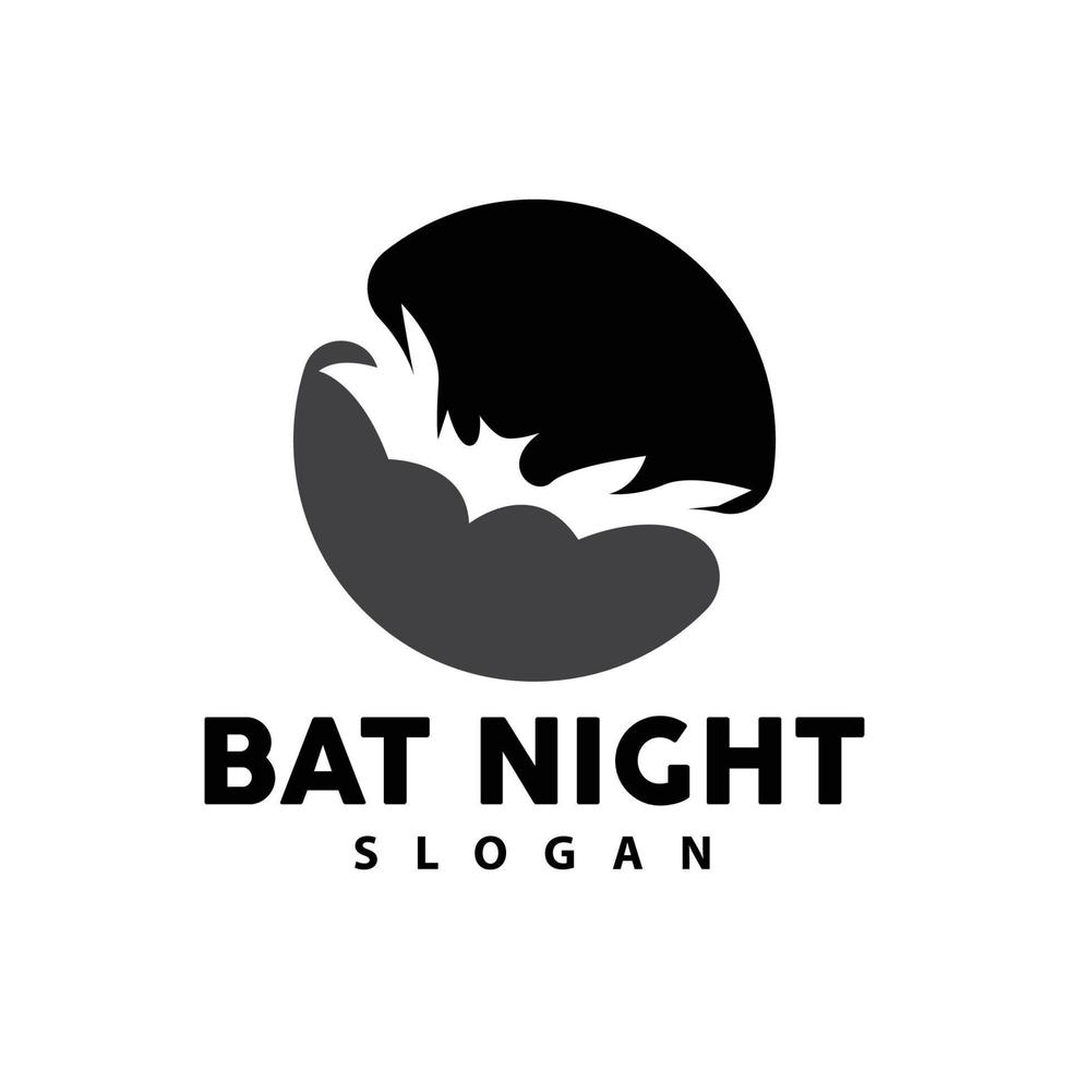 Bat Logo, Hanging Bat Animal Vector, Hallowen Night Animal Icon Design vector