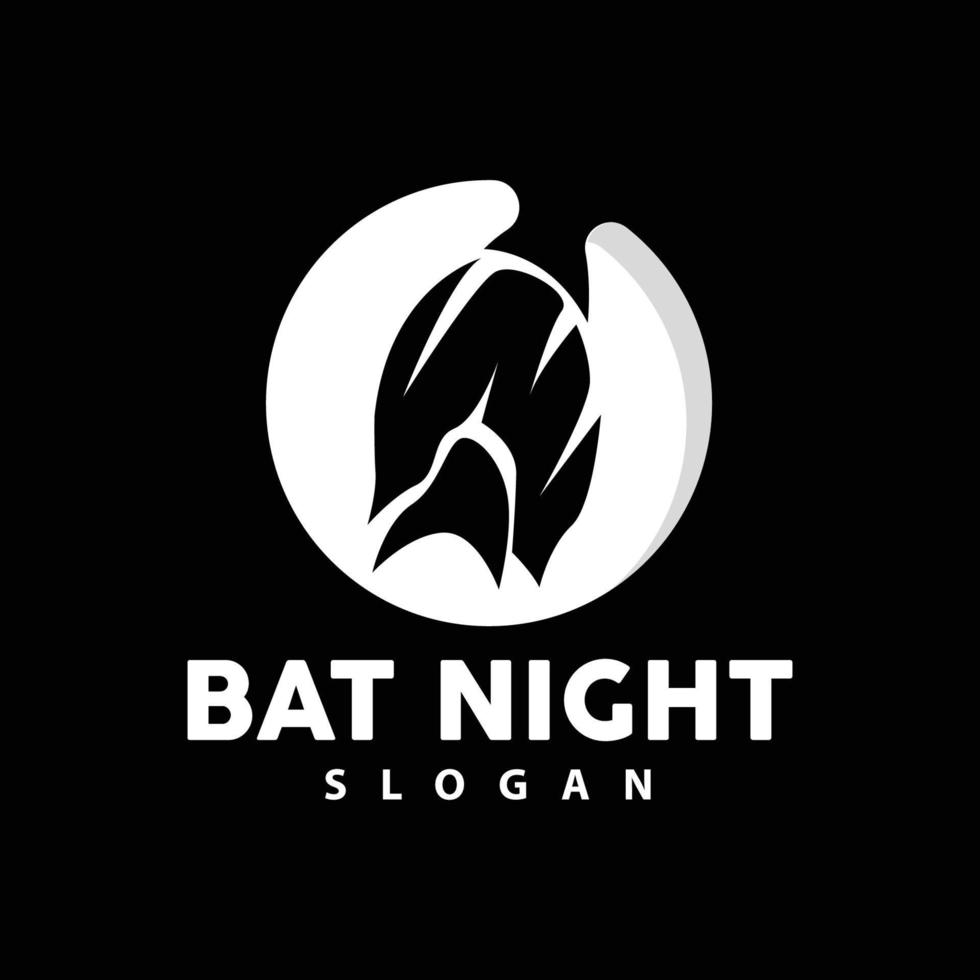 Bat Logo, Hanging Bat Animal Vector, Hallowen Night Animal Icon Design vector