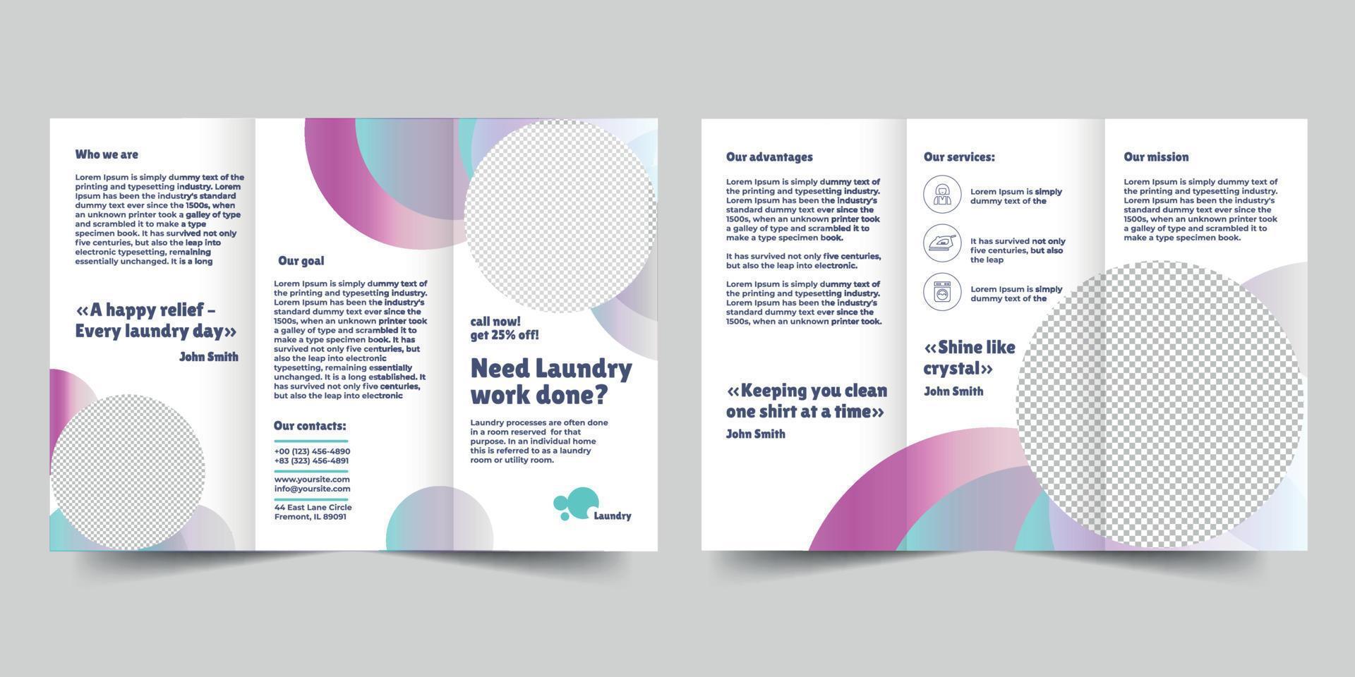 Laundry trifold brochure template, Trifold Brochure Accountancy Firm flyer vector layout Trifold mockup Pro Vector