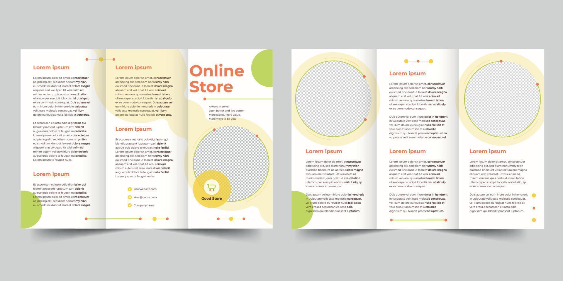 Online Store trifold brochure template, Trifold Brochure Accountancy Firm flyer vector layout Trifold mockup Pro Vector